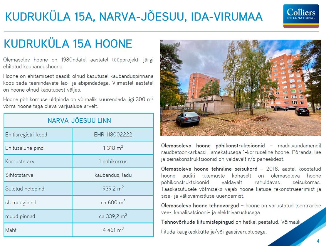 Kaubandus- ja laohoone 2592 m² ärimaal Narva-Jõesuus